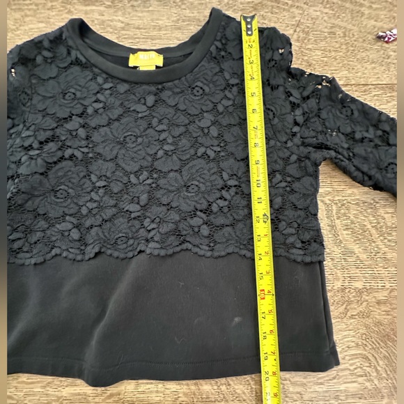 Anthropologie Maeve Lace Floral Black Top Blouse Sweatshirt small - Picture 15 of 16